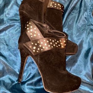 Black studded heel bootie